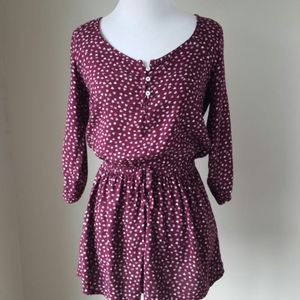 ABERCROMBIE KIDS Burgundy & Hearts Romper-Medium